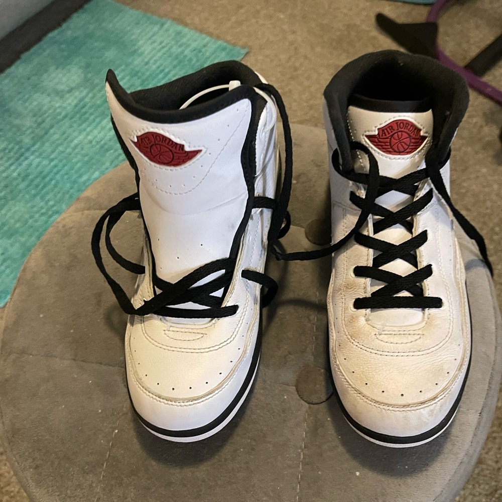 Jordan Kids Sneakers in White and Black with Red Emblem